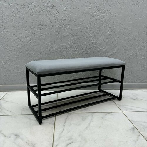 Банкетка в прихожую для обуви с ящиком для хранения STEEL MEBEL (БПЧ90-1) Обувница с сидением Размер: 90х35х45 см