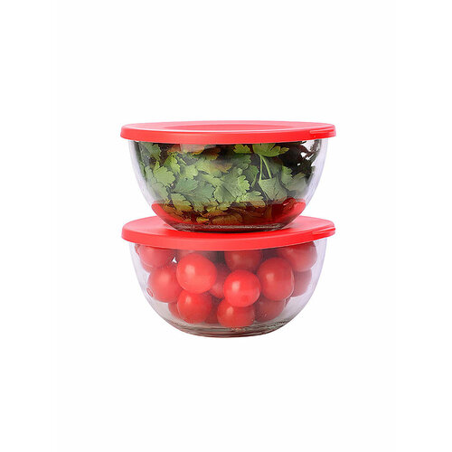 Набор контейнеров для еды с крышкой, стеклянный, 2 шт