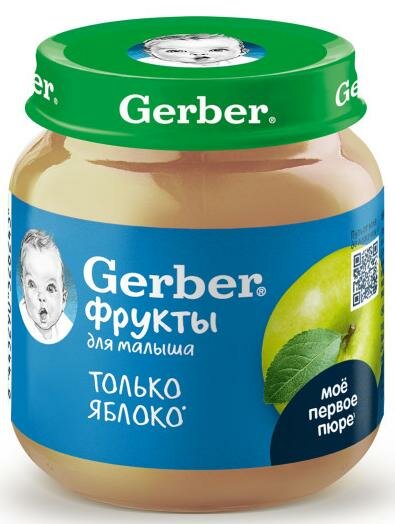 GERBER Пюре Фруктовое Яблоко {c 4 мес} 1-я ступень 125г.