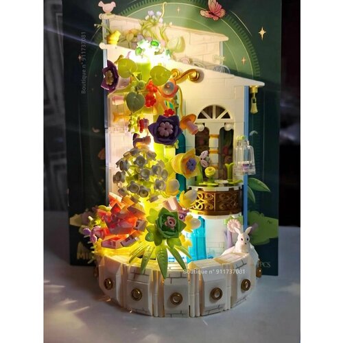 Конструктор 3Д из миниблоков RTOY Цветы вьются на веранде, с подсветкой, 632 деталей - WL6010