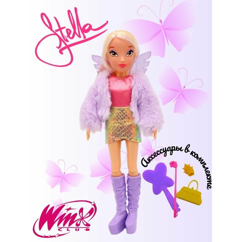 мини кукла winx club тайникс стелла или блум 12 см iw01351503 Шарнирная кукла Стелла с крыльями и аксессуарами