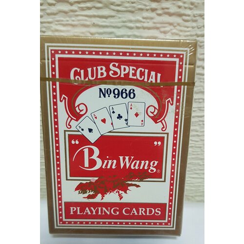 Карты игральные Bin Wang 966 с пластиковым покрытием, 54шт красные