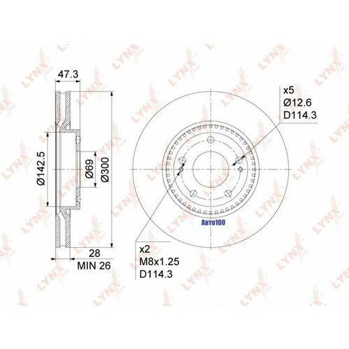 Диск тормозной передний HYUNDAI i40/iX35/Sonata/Tucson KIA Optima/Sportage LYNXauto BN-1055