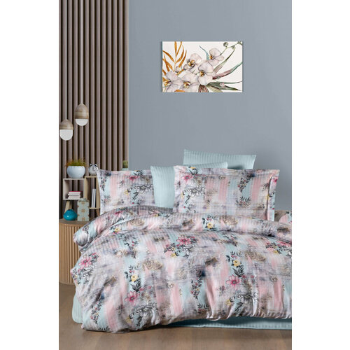 KARVEN Постельное белье Карвен Stripe Satin с цветным принтом семейное N251-SB005 (7пр.), размер семейный