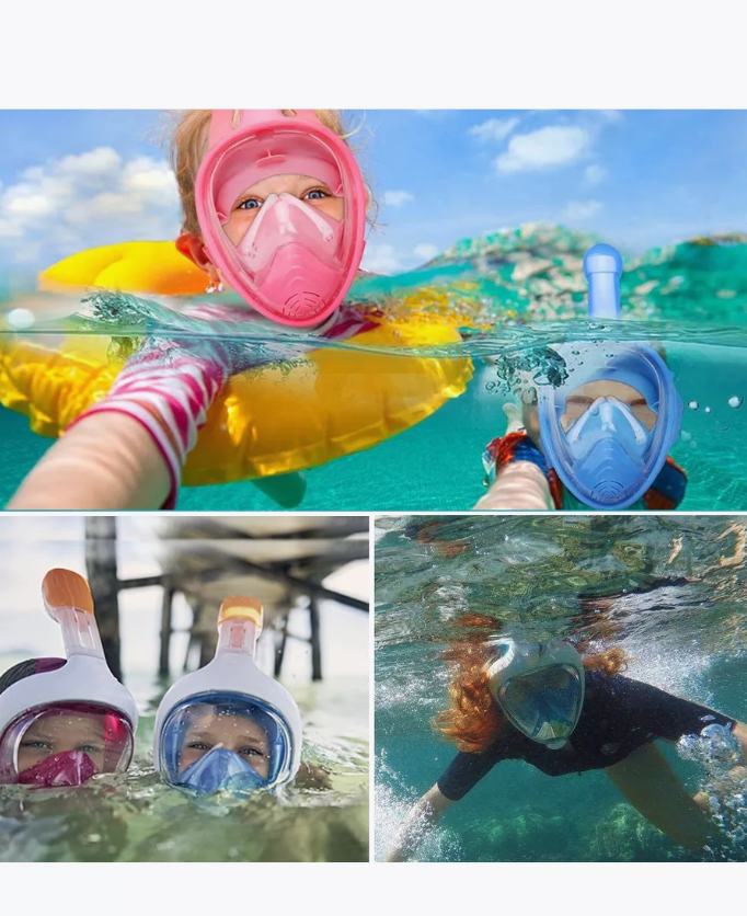 Детская подводная маска розовая для снорклинга с креплением для экшн-камеры\Полнолицевая маска для сноклинга XS