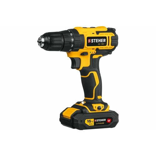 Дрель-шуруповерт STEHER 16 В 35 Нм 1 АКБ 2 Ач в кейсе 5850₽