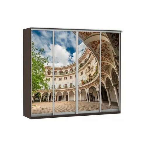 Шкаф купе Модерн 2362х600 4-х дверный 3-х секционный фотопечать 2 венге 132496₽