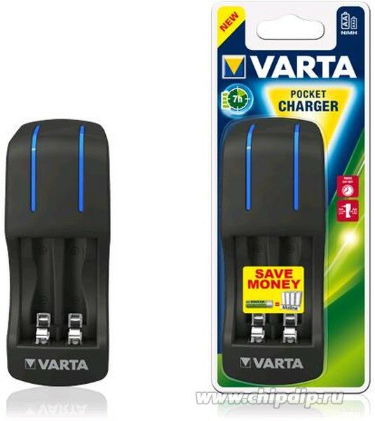 57642/401 (57662/401), Устройство зарядное Varta Pocket Charger (без аккумуляторов) для 2-4 АА/ААА Ni-Mh/Ni-Cd