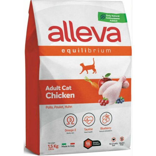 ALLEVA Equilibrium / Аллева Эквилибриум сухой корм для взрослых котов и кошек с курицей, 1,5 кг