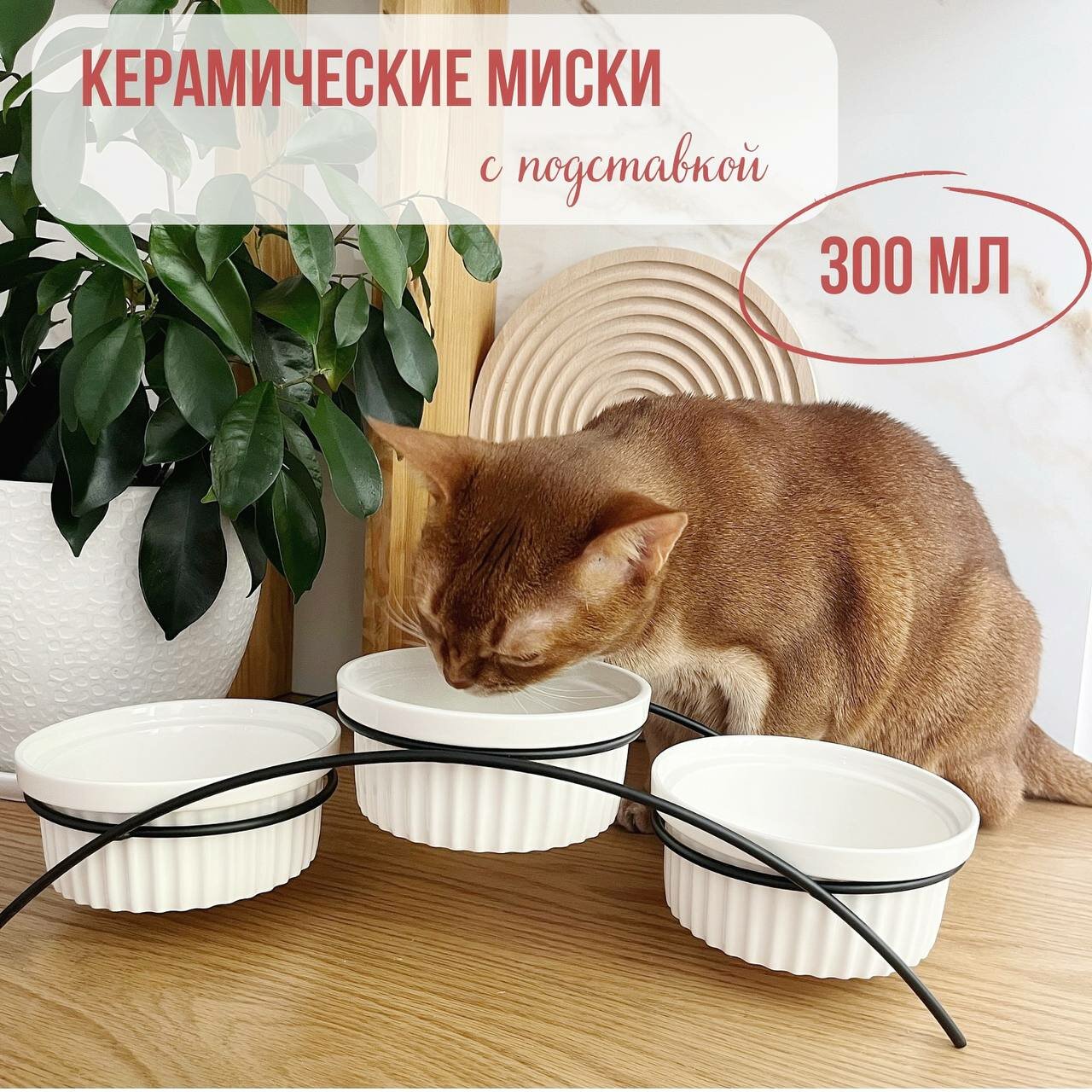 Миска для животных керамическая тройная