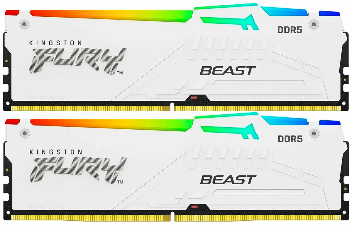 Оперативная память Kingston DDR5 32Gb (2x16Gb) 6000MHz Fury Beast White (KF560C30BWAK2-32)