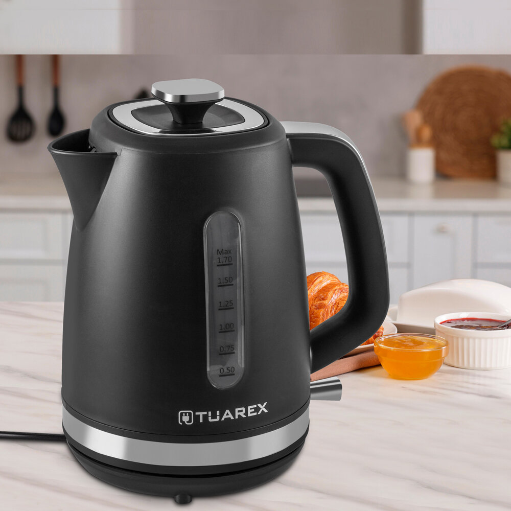 Чайник электрический металлический TUAREX TK-8006, 2200 Вт, защита от перегрева, 1,7 литра — фото 1
