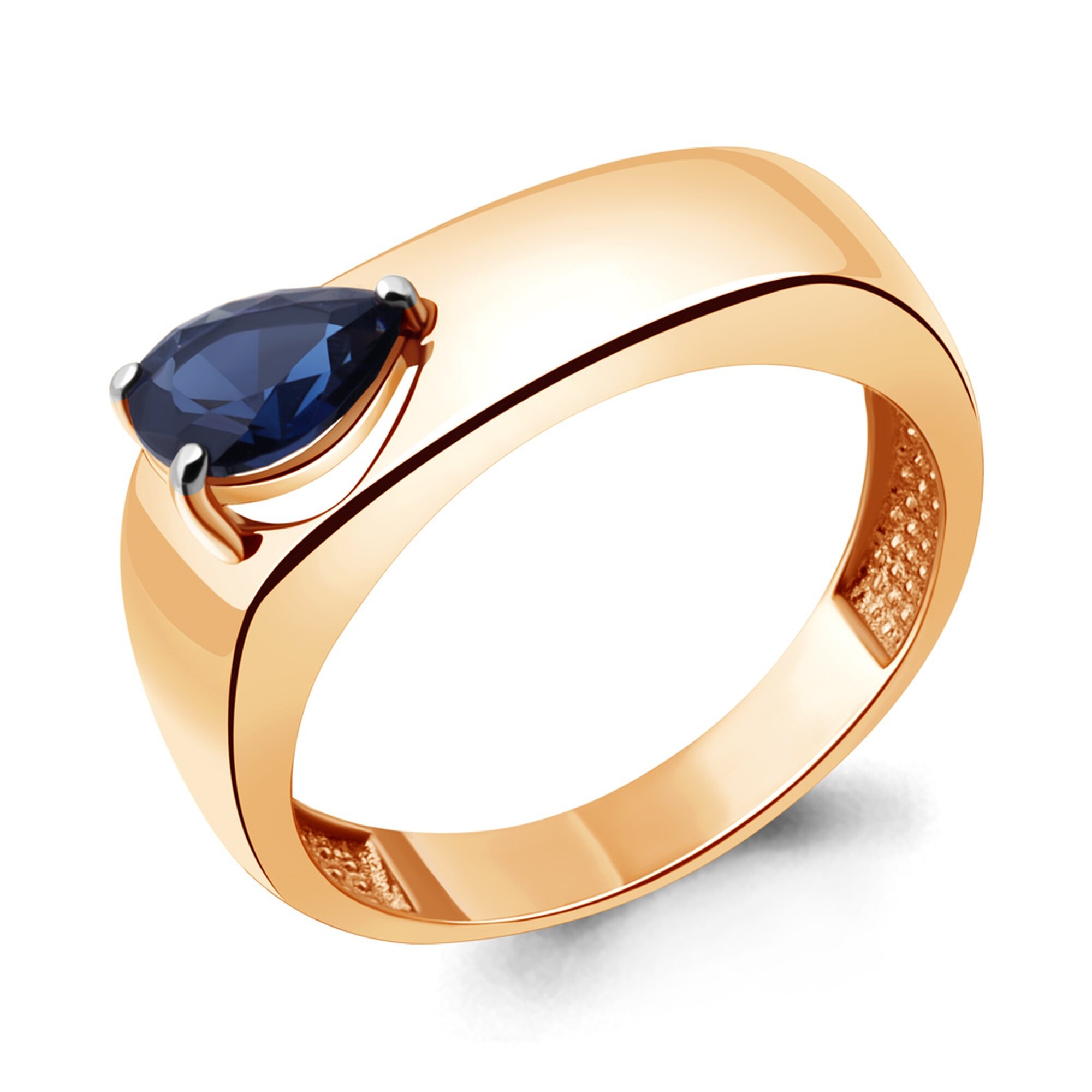 Кольцо Diamant online, серебро, 925 проба, золочение, сапфир синтетический
