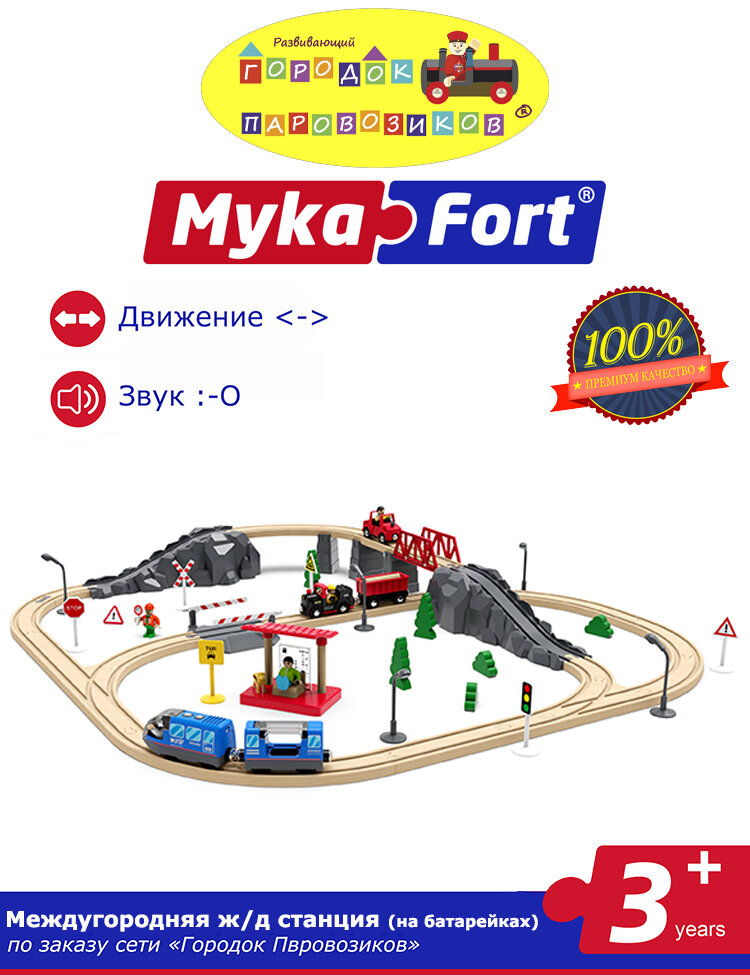 Набор конструктора MykaFort (МикаФорт). Междугородняя ж/д станция (с поездом на батарейках)