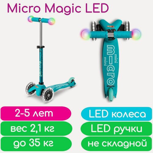 Изображение товара Самокат Mini Micro Deluxe Magic LED Аква MMD131