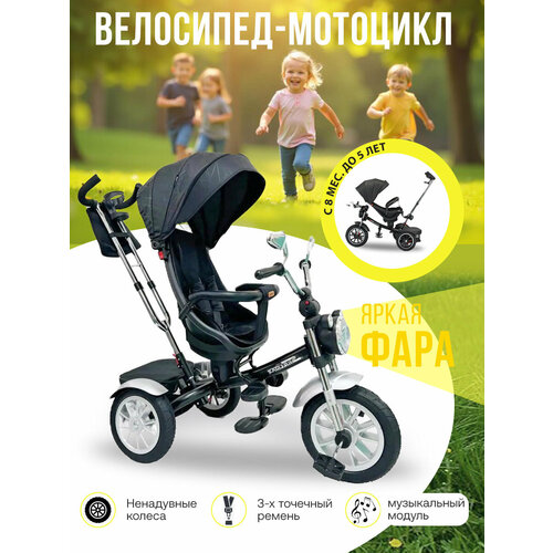 фото Велосипед трехколесный skill max 5199gp black flower skillmax