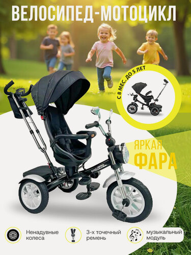 Изображение товара Велосипед трехколесный skill max 5199GP black flower