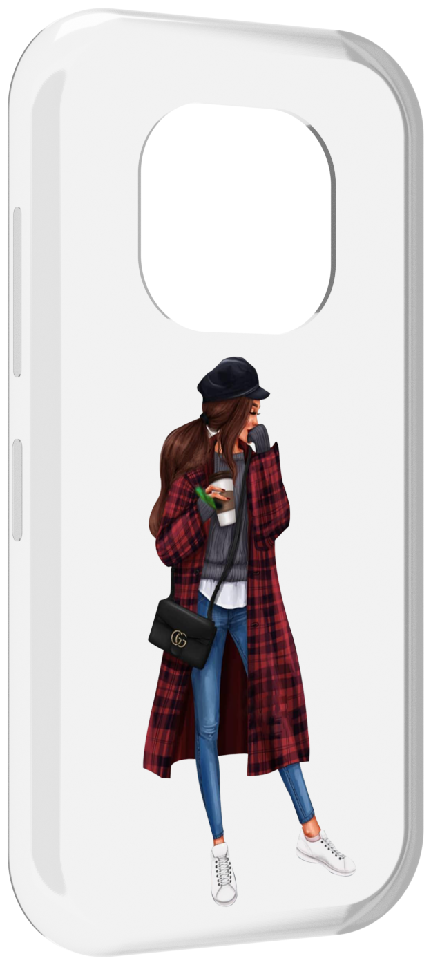 Чехол MyPads девушка-в-клетчатом-пальто для Doogee V20 задняя-панель-накладка-бампер