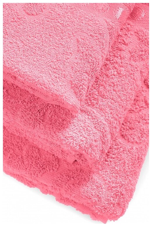 Набор махровых полотенец "Вышневолоцкий Текстиль" жаккард; 224 Розовый; Набор из 3 штук - фотография № 2