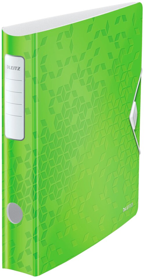 Папка-регистратор Leitz Active WOW 11070054 A4 65мм лам. карт. зеленый без. окант. вместимость 350 листов накл. на кор.