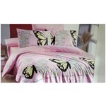 Семейный комплект постельного белья ткань ранфорс Бабочка цвет розовый 100% хлопок - изображение