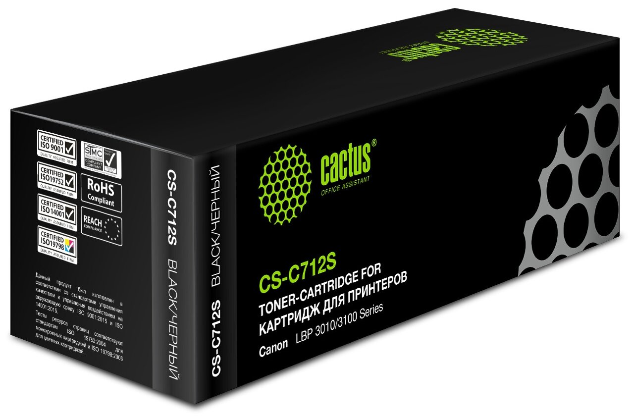 Картридж Cactus CS-C712 CS-C712 для Canon i-SENSYS LBP-3010 i-SENSYS LBP-3100 1500 Черный