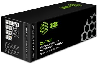 Картридж Cactus CS-C712S, черный, 1500 страниц, совместимый для Canon LBP3010/3100 series