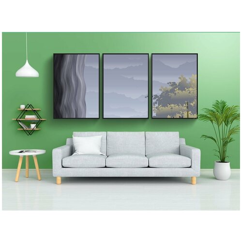 фото Набор модулных постеров для интерьера "лодка, озеро, луна" 60x90 см. в тубусе, без рамки lotsprints