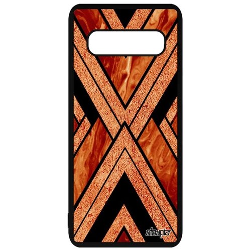 фото Противоударный чехол на смартфон // galaxy s10 plus // "икс-орнамент" дизайн рельеф, utaupia, оранжевый