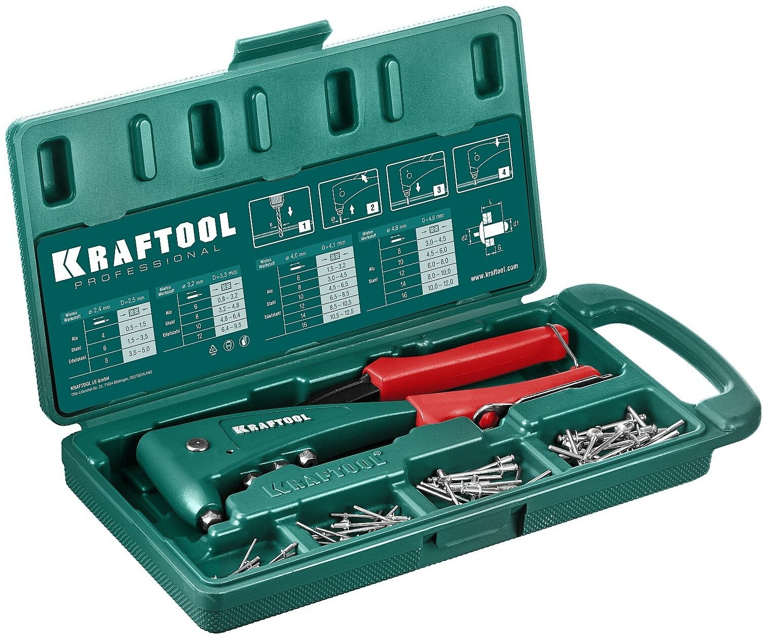 KRAFTOOL X-5F заклепочник с функцией FIX (удержание заклепки) в кейсе