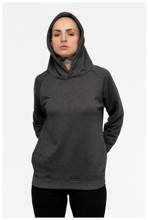 Магазин Толстовок HOODIE REGLAN DARK GREY Loop Diagonal 300gr Woman, Размер Unisex 46 / S Unisex