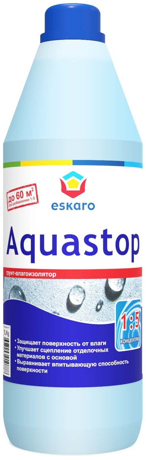Eskaro Aquastop Professional грунт влагоизолятор, концентрат 1:10 (прозрачный, 1л)