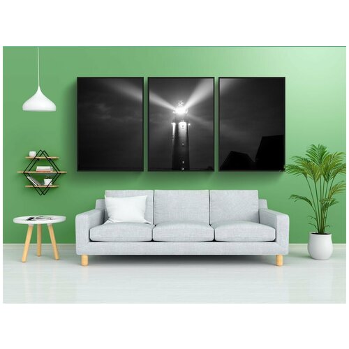 фото Набор модулных постеров для интерьера "маяк, ночь, море" 60x90 см. в тубусе, без рамки lotsprints