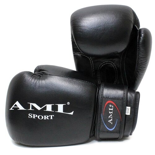 Боксерские перчатки AML Sport - черные, 10 унций перчатки боксерские aml pro кожа синие 10 унций