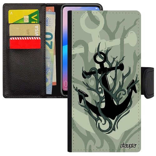 фото Противоударный чехол-книжка на телефон // galaxy a10 // "якорь" бухта подводник, utaupia, серый