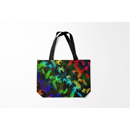 фото Сумка-шоппер / 46х35 см / неоновые принты / разные пальмы тропики burnettie