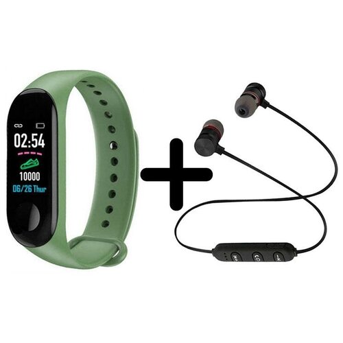 Умные часы BandRate Smart BRSM333PLBGN-SET1 с беспроводными наушниками шагомером счетчиком калорий 250000₽