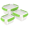 Контейнеры пищевые ланч-боксы на защелках набор из 3 шт, прозрачный зеленый - изображение