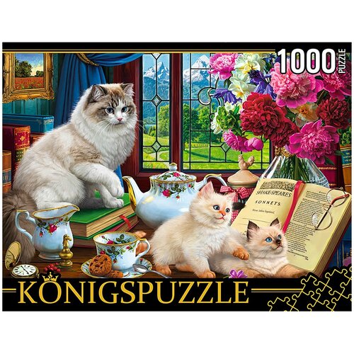 Пазлы Konigspuzzle. Коты и чайный сервиз, 1000 элементов пазлы 1000 konigspuzzle вечерняя прага