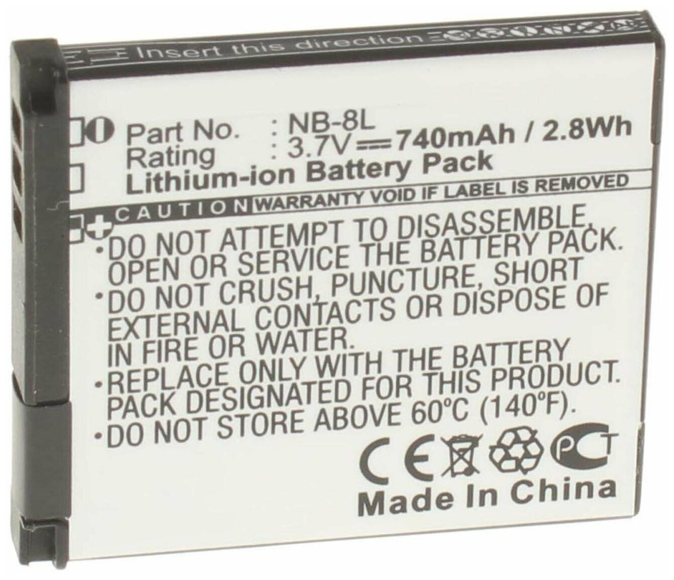 Аккумулятор iBatt iB-U1-F128 740mAh для Canon PowerShot A2200, PowerShot A3300 IS, PowerShot A3100 IS, PowerShot A3000 IS, PowerShot A3200 IS, PowerShot A3150 IS