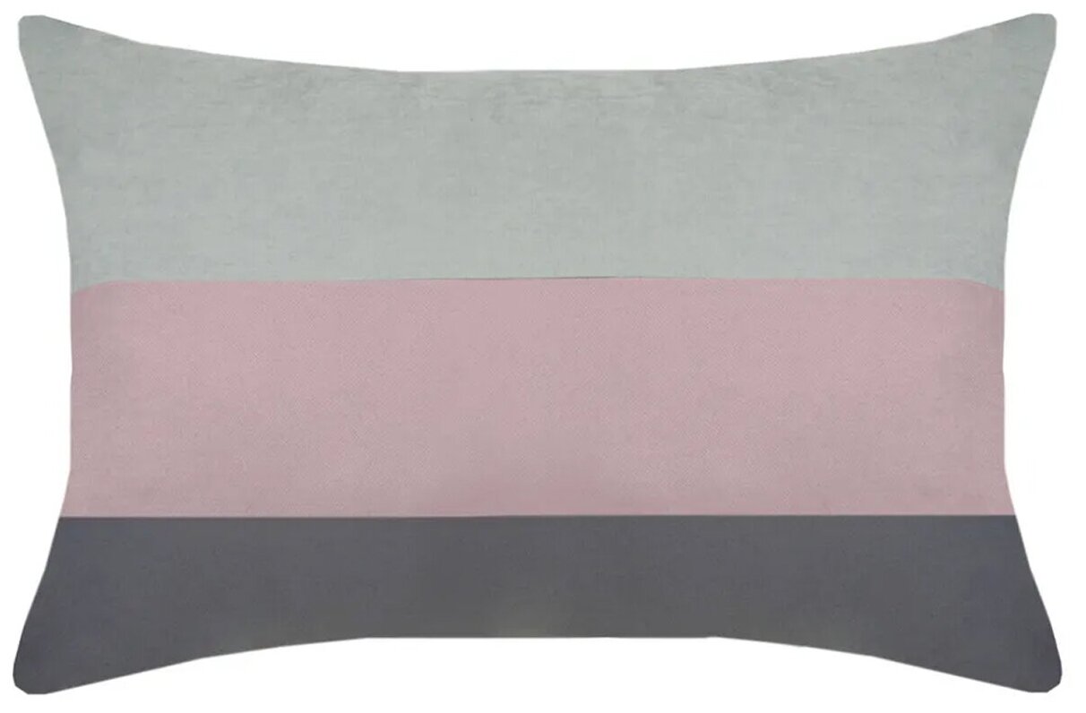 Наволочка - чехол для декоративной подушки на молнии Карина I 45 х 65 см серый розовый