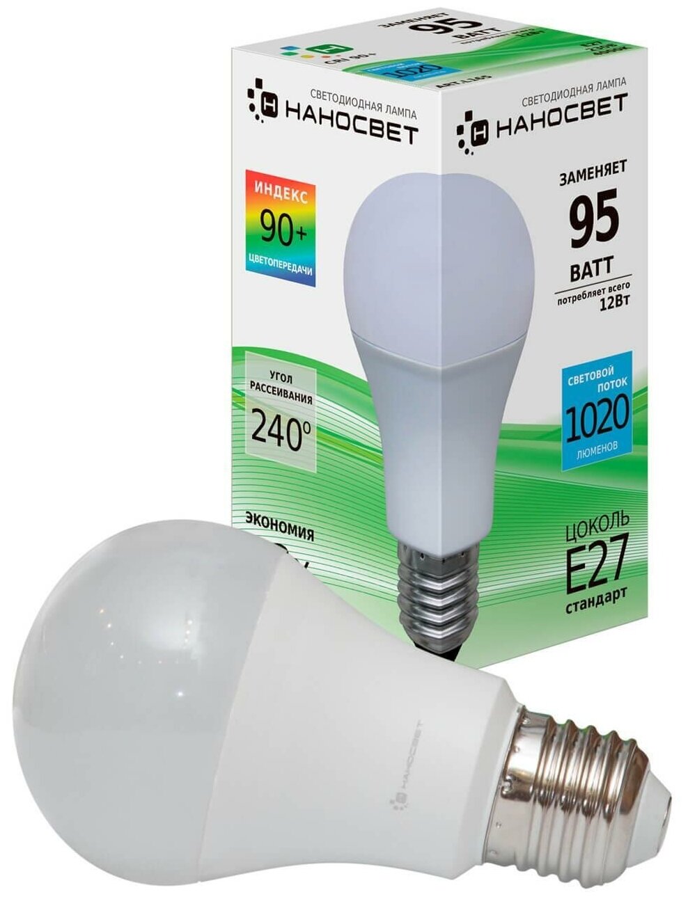 Наносвет Лампа светодиодная LE-GLS-100/E27/940, 11Вт, E27, 240 град.,1 100Лм, 4000K, CRI>90(Ra), L165