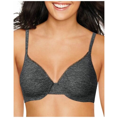 фото Мягкий и гибкий контурный меланжевый бюстгальтер 75d, черный hanes