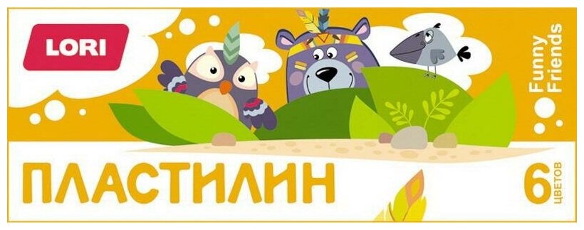 Пластилин FUNNY FRIENDS, 6 цветов, по 15 гр, без европодвеса