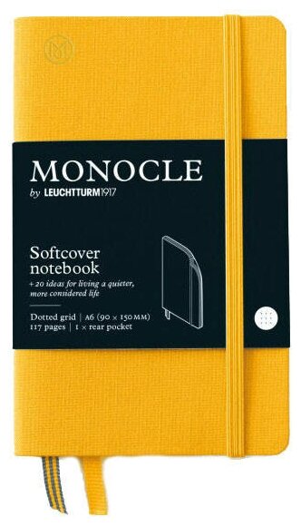 Записная книжка в точку Leuchtturm Monocle Pocket A6 128 стр, мягкая обложка, желтая