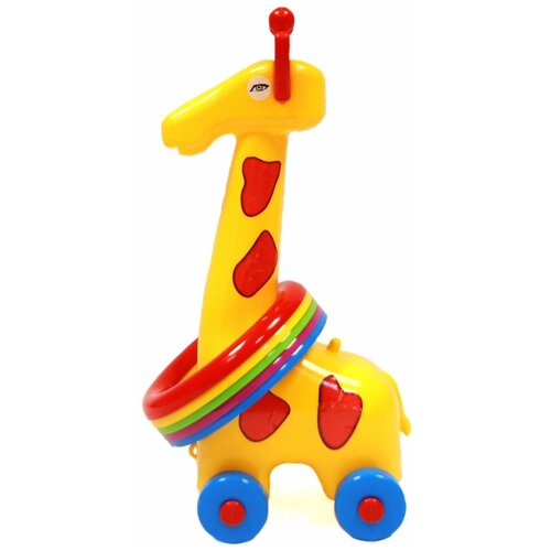 Купить Кольцеброс Жираф, Игрушка каталка - кольцеброс, Желтый, Размер игрушки - 11, 5 х 13, 5 х 32 см., Ярик, желтый, пластик, unisex