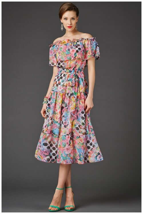 Платье Арт-Деко, размер 46, розовый
