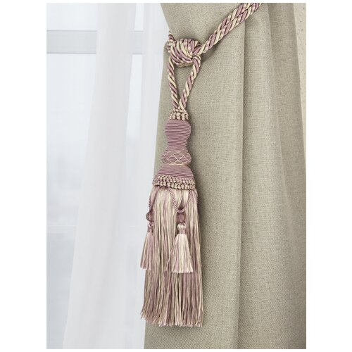 Подхват для штор кисть Mirtex светло-бежевый (1шт) с бахромой декоративные/шторные подхваты