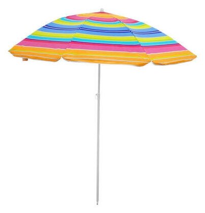 Зонт пляжный Модерн с механизмом наклона, серебряным покрытием, d-180 cм, h-195 см, цвет - фотография № 3