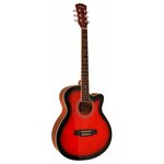 Акустическая гитара матовая, красная. Размер 40 дюймов Elitaro E4020 RDS - изображение